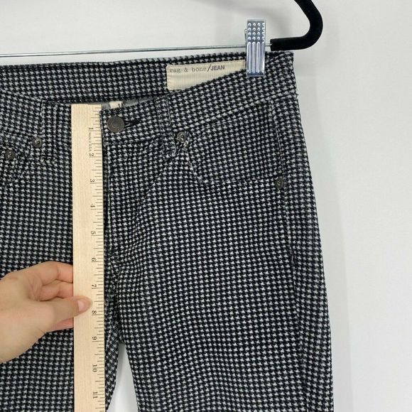 Rag & Bone Mini Houndstooth Skinny Velvet Pants Size 25 Low Rise Stretch Multi - Picture 11 of 12